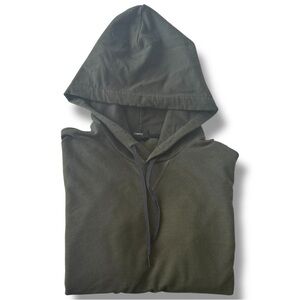 Theory Essential Hoodie Cure Fleece Pullover Large Green Peru Made 100% Cotton